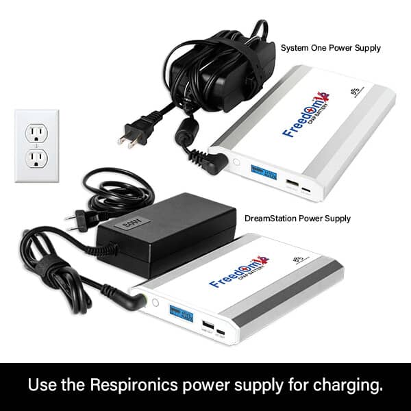Freedom V² CPAP Battery AC Charging with Respironics Power Supply